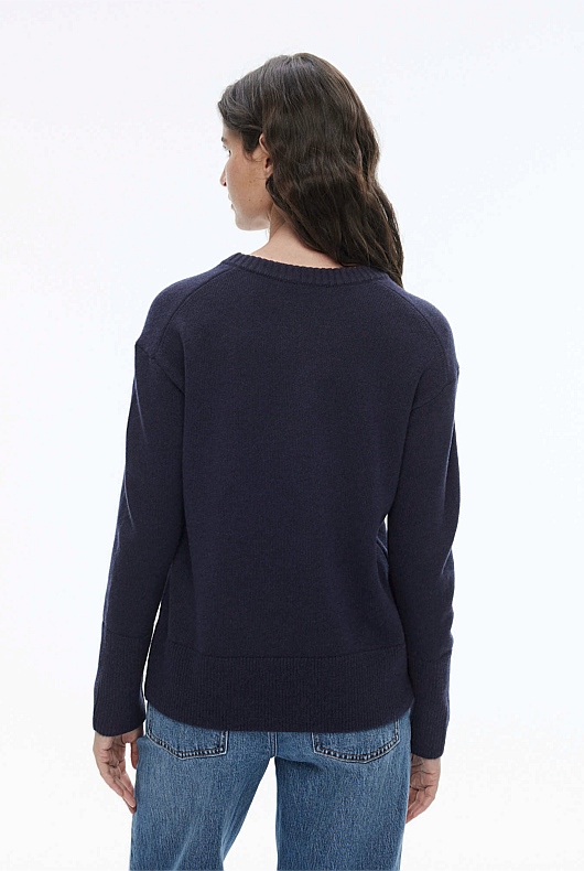 Drop Shoulder Crew Knit - Regatta Blue