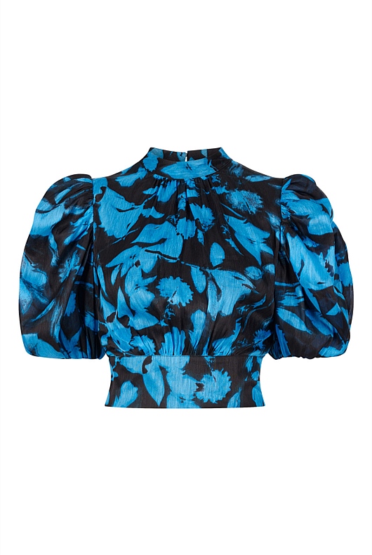 Abstract Textured Blouse - Mallard Blue