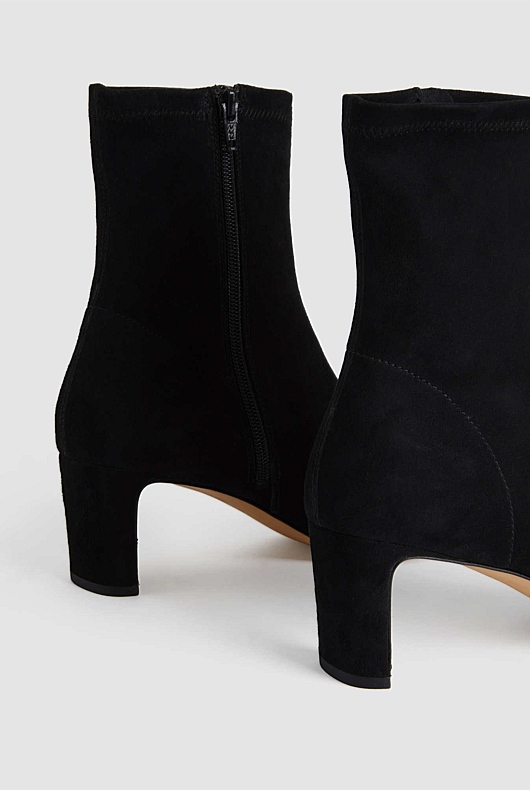 Suede 65mm Heel Bootie - Black