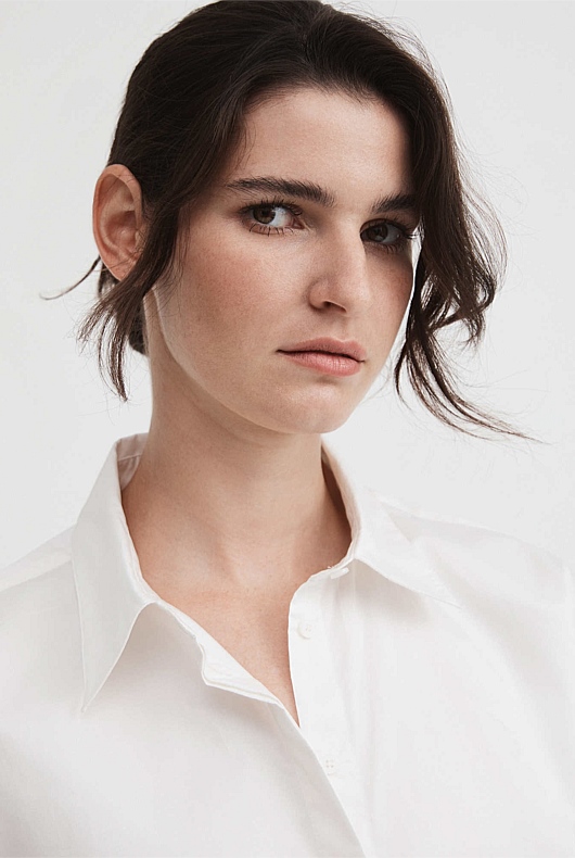 Cotton Cropped Shirt - Pure White