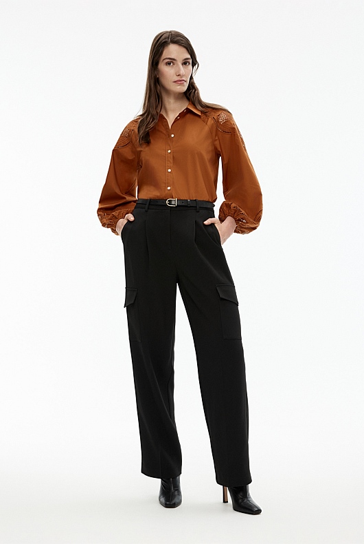 Cotton Broderie Blouse - Faded Terracotta