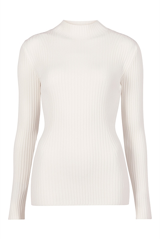 Mock Neck Crepe Knit - Chalk