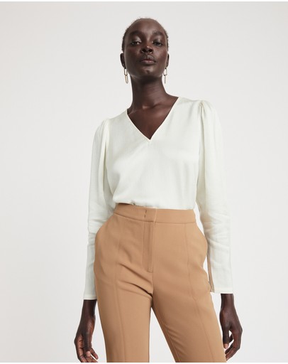 Witchery Hammered Viscose Long Sleeve Blouse