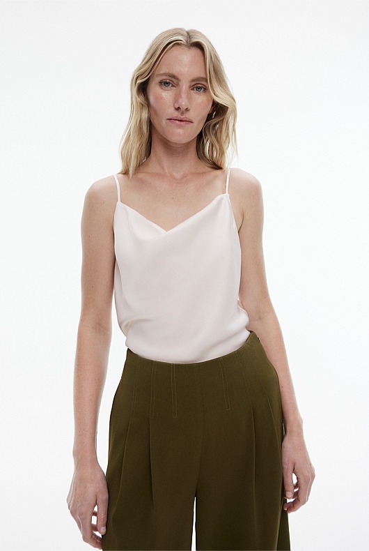 Satin Drape Camisole - Chalk