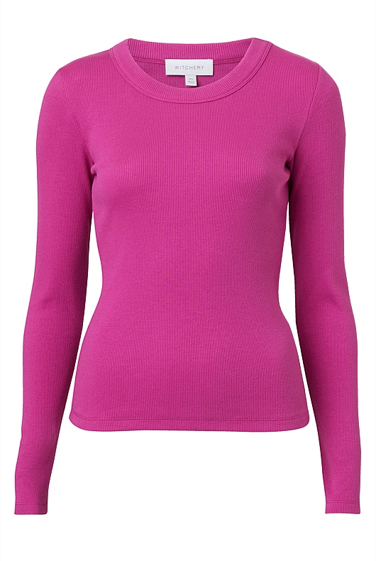 Long Sleeve Rib Top - Mulberry