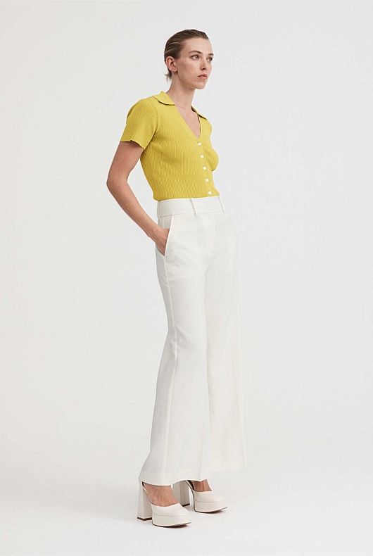 Rib Polo Short Sleeve Knit - Citrus Green