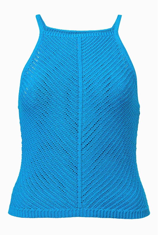 Textured Halter Knit - Cyan