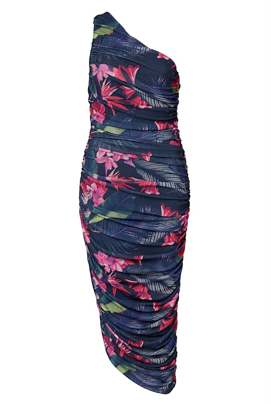 Mesh Vivid Floral Dress - Midnight Purple