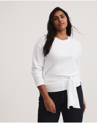 Witchery Cotton Tie Long Sleeve Top