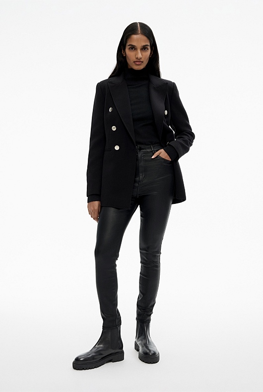 Coated 7/8 Skinny Jean - Black