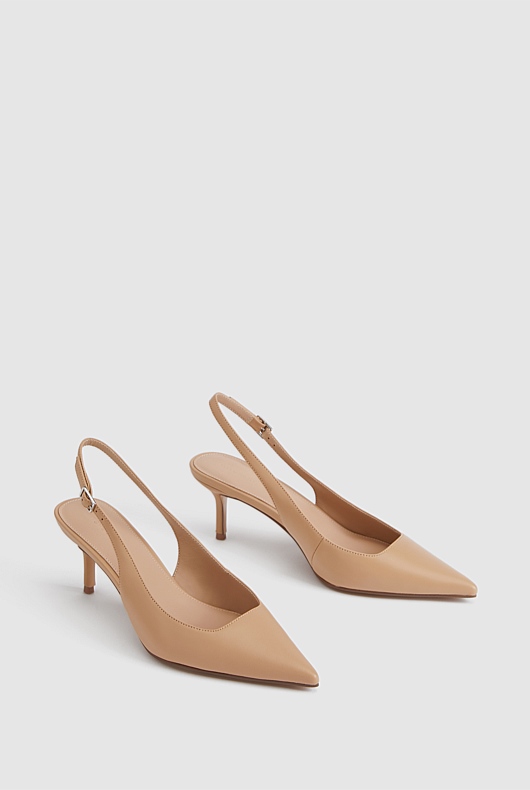 Slingback Leather 65mm Heel - Acorn