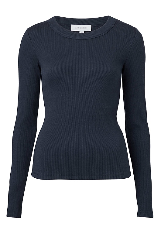 Long Sleeve Rib Top - Regatta Blue