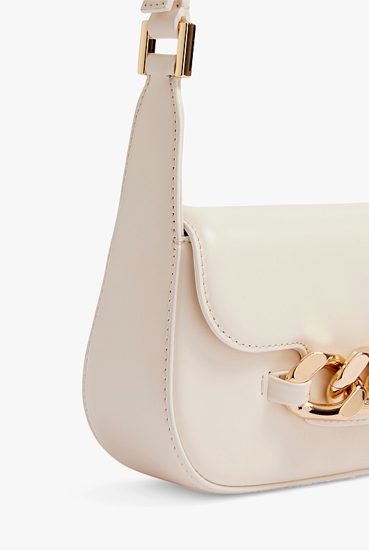 Chain Detail Leather Bag - Calico