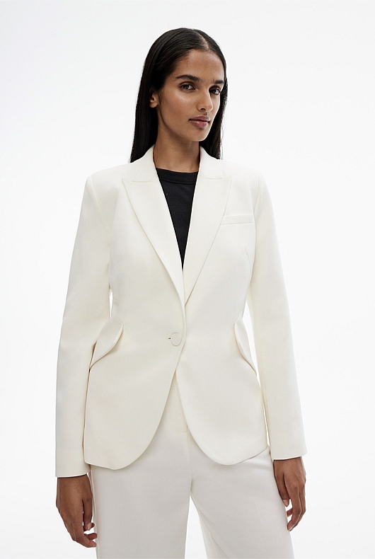 Seam Detail Single Breasted Blazer - Marshmallow