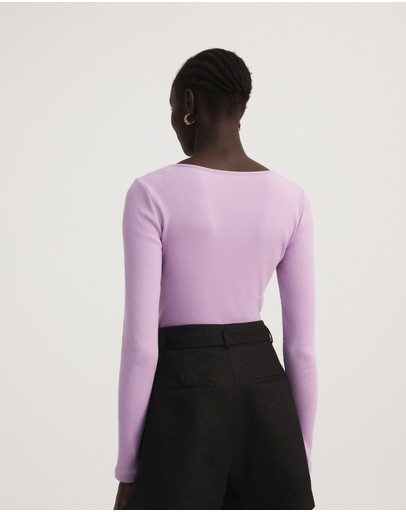 Witchery Cotton Rib Wide Neck Top