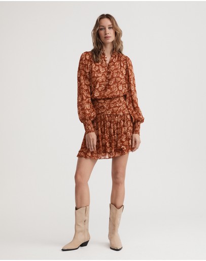 Witchery Folk Floral Half-placket Blouse