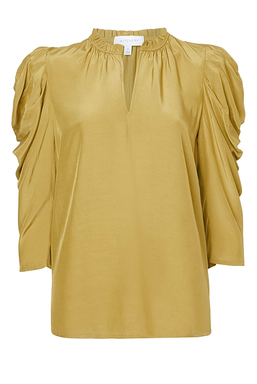 Volume Sleeve Blouse - Chartreuse