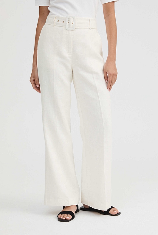 Linen Belted Trouser - Chalk