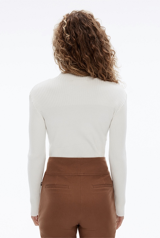 High Neck Textured Knit - Chalk