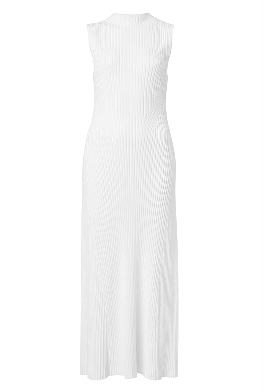 Knit Rib Mock Neck Dress - Chalk