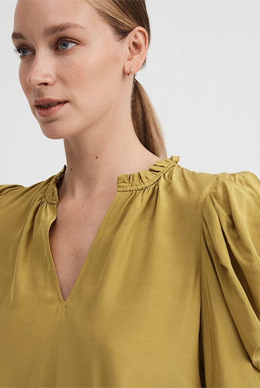Volume Sleeve Blouse - Chartreuse