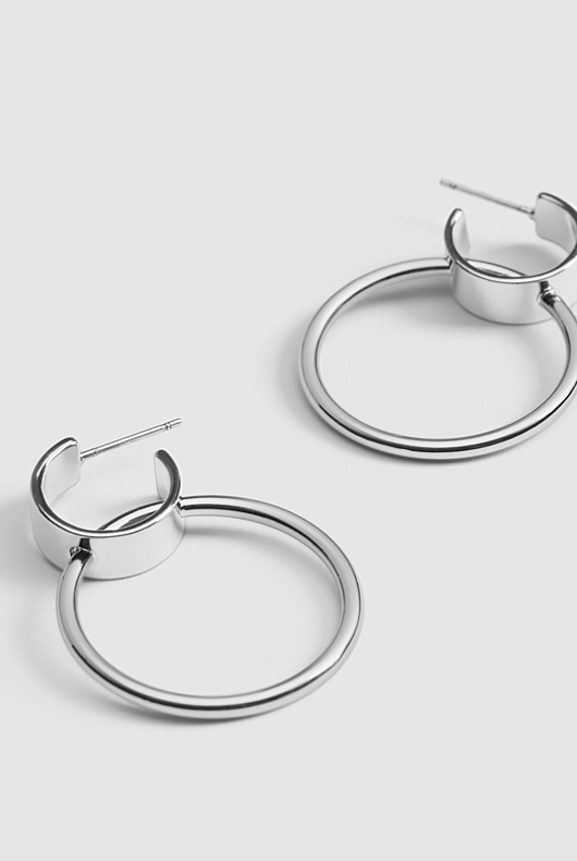 Metal Double Hoop - Silver