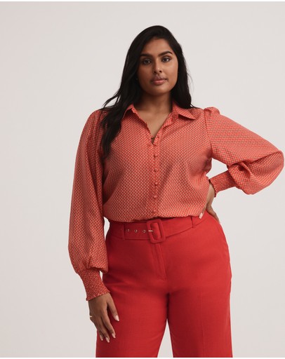 Witchery Texture Oak Leaf Print Blouse