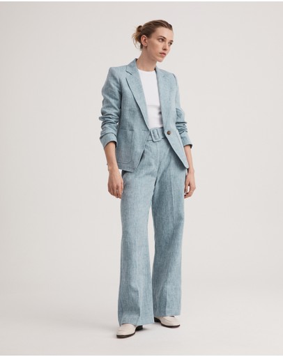 Witchery Yarn Dye Linen Single Breasted Blazer