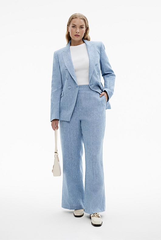 Yarn Dye Linen Trouser - Chambray Blue