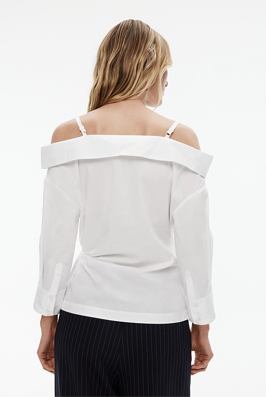 Cotton Off Shoulder Blouse - Pure White