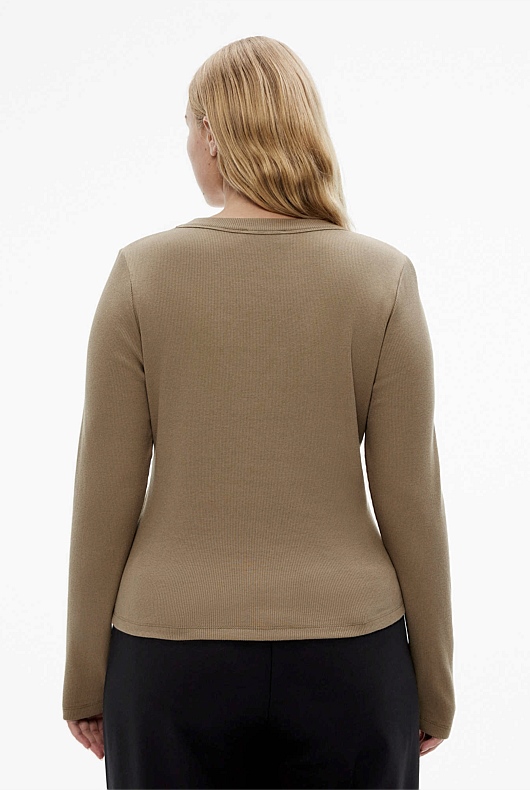Long Sleeve Rib Top - Washed Green