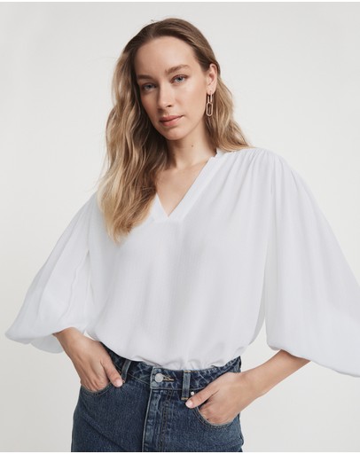 Witchery Viscose Dobby Pin Tuck Blouse