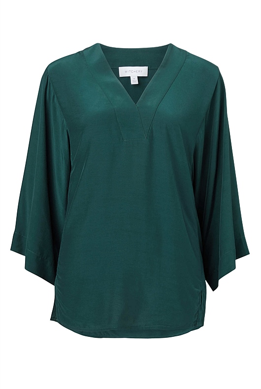 Kaftan V Neck Blouse - Aquamarine
