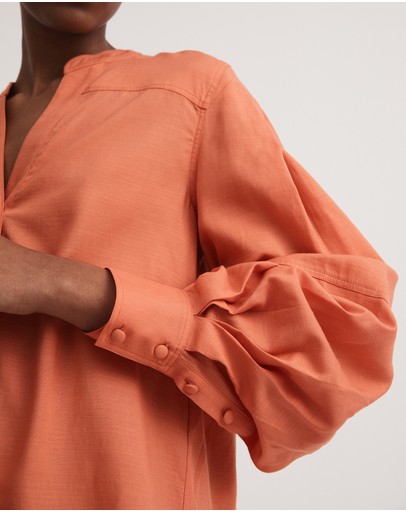Witchery Yoke Detail Pleat Sleeve Blouse