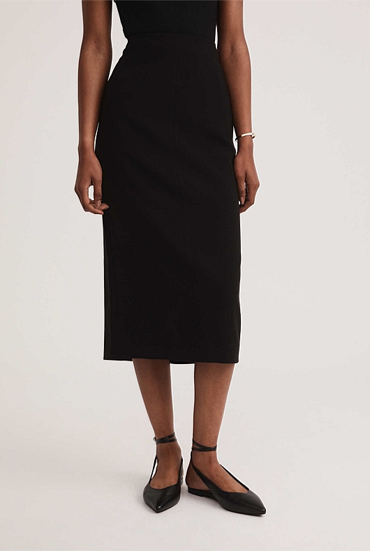 Seam Detail Pencil Skirt - Black