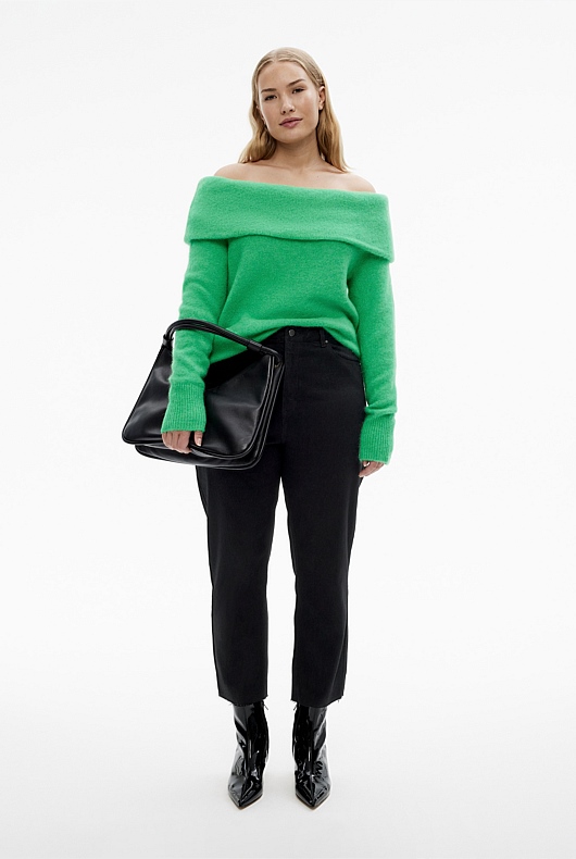 7/8 Straight Jean - Black