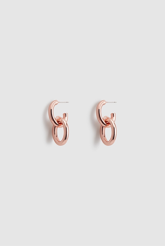 Chain Link Hoops - Rose Gold