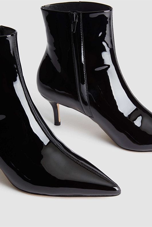Patent 65mm Heel Boot - Black