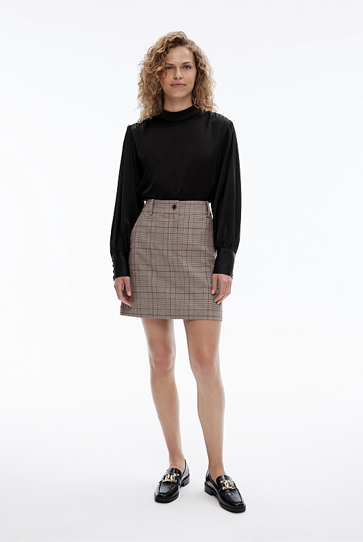 Acetate High Neck Blouse - Black