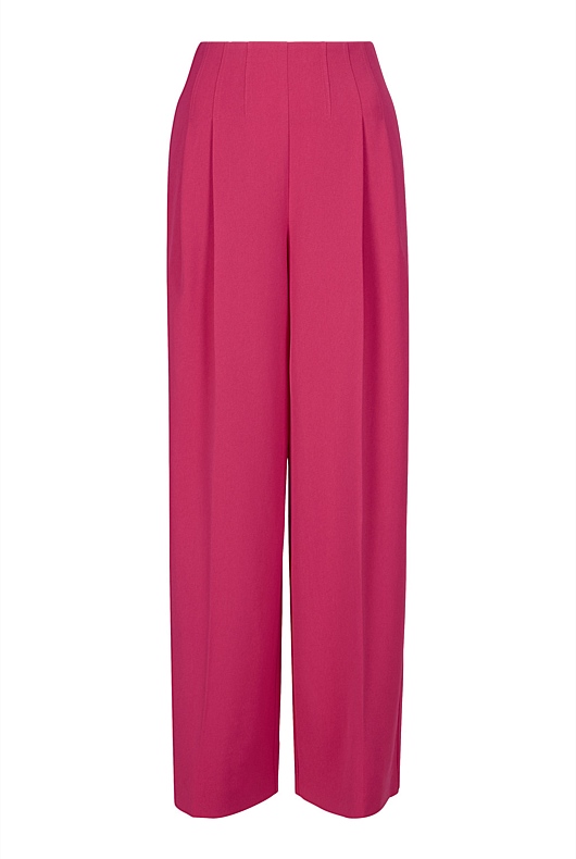 Waist Detail Wide Leg Trouser - Dahlia Pink
