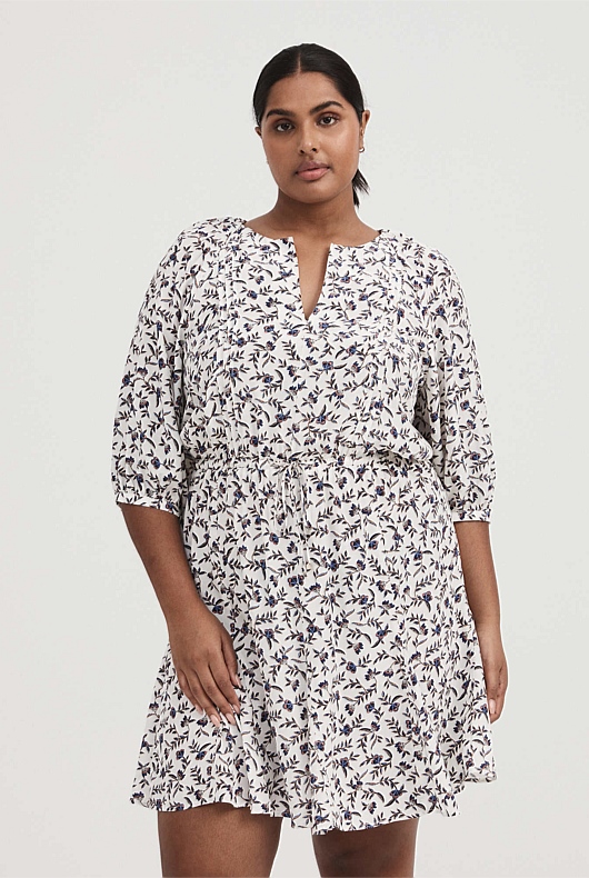 Painterly Mini Dress - Beech