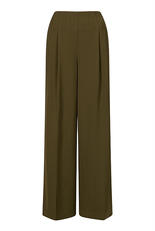 Waist Detail Wide Leg Trouser - Jungle