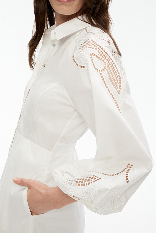 Cotton Broderie Dress - Chalk