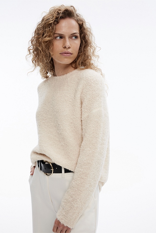 Boucle Crew Neck Knit - Cream