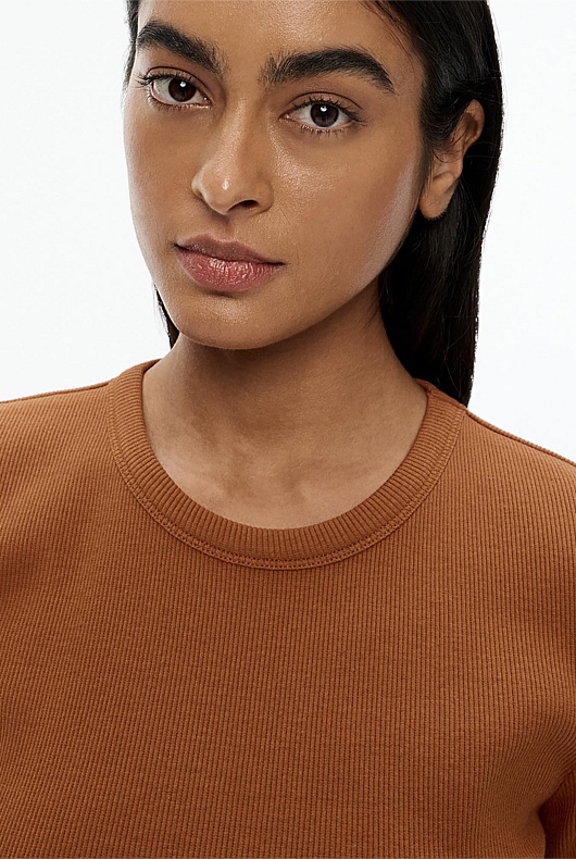 Crew Rib Tee - Faded Terracotta