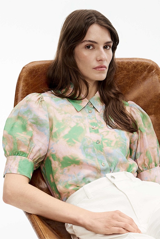 Soft Focus Print Blouse - Aura Print