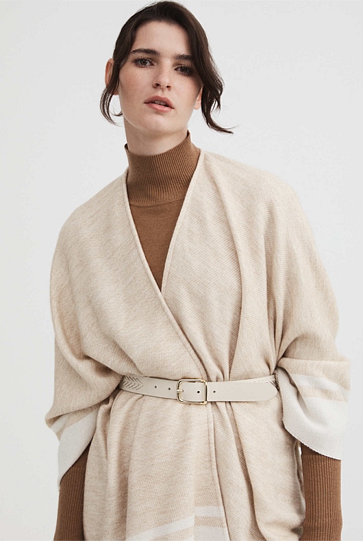 Whipstitch Leather Belt - Raw Oat