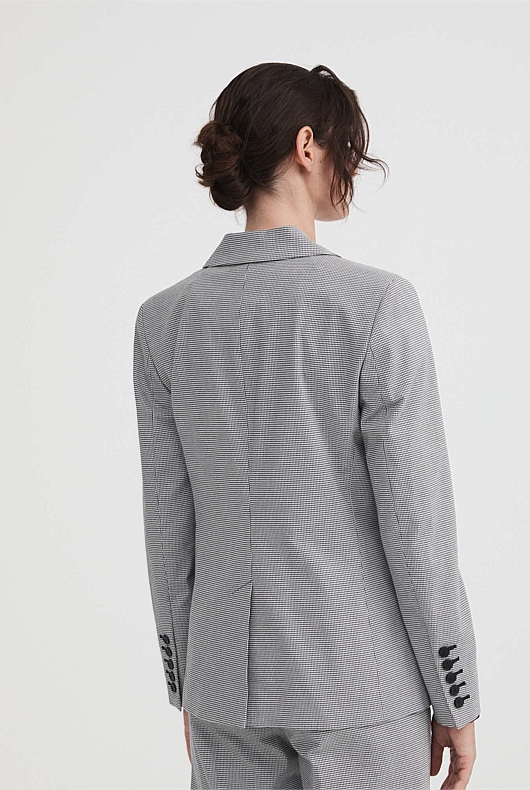 Cotton Blend Yarn Dye Single Breasted Blazer - Ash Grey