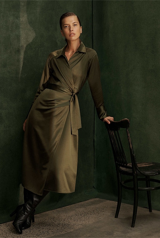Acetate Wrap Dress - Jungle