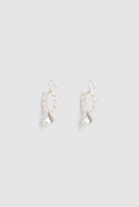 Molten Pearl Earring - Silver